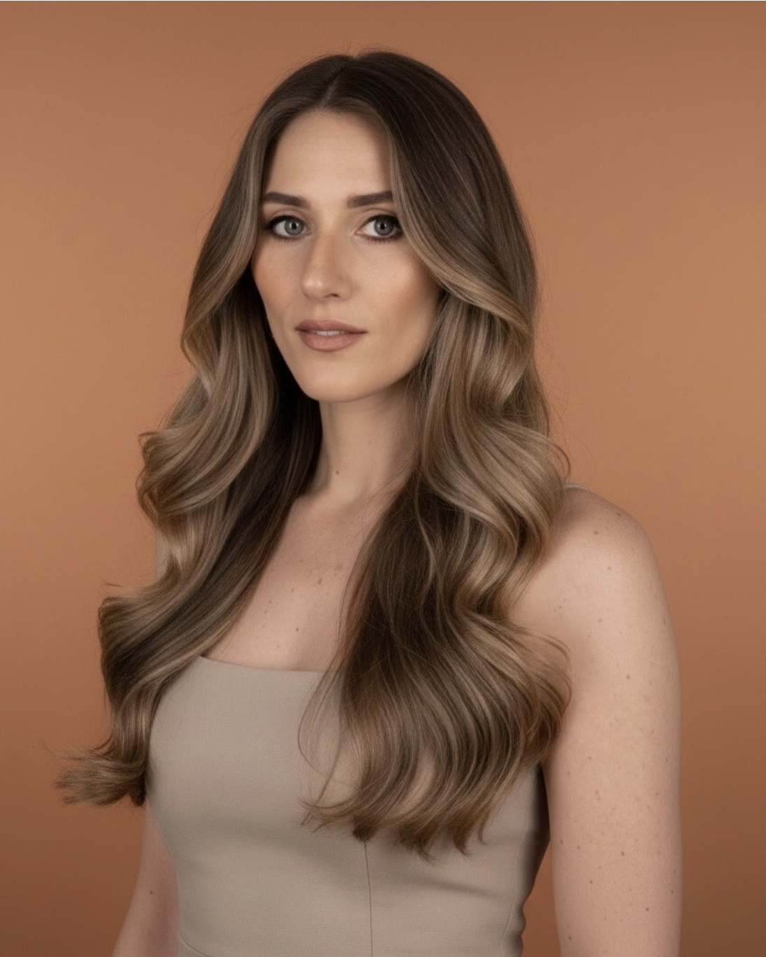 Isabella Rahm posed against an orange background